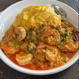 ข้าวไข่ข้นกุ้งผัดผงกะหรี่