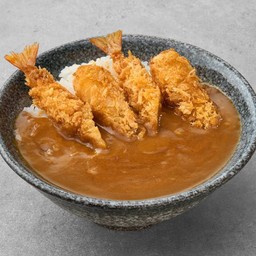 ข้าวแกงกะหรี่กุ้งทอด