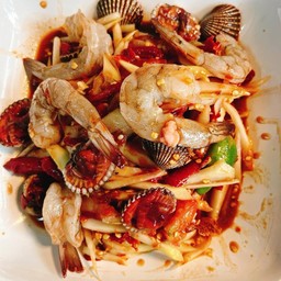 ตำกุ้งสด+หอยเเครงปลาร้า