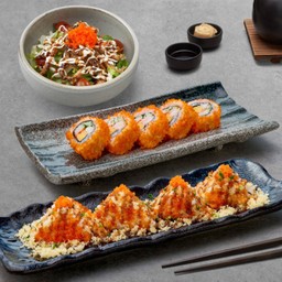 แซลมอนแซนด์วิช + แคลิฟอร์เนียโรล + สลัดหนังปลาแซลมอน