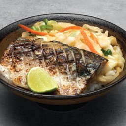 ข้าวหน้าปลาซาบะย่างเกลือ