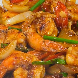 ผัดพริกเผากุ้ง กับข้าว