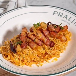 Spicy Bacon angel hair pasta
