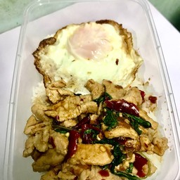 กะเพราหมูชิ้น(ไม่รวมไข่)