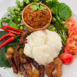 น้ำพริกปลาร้่าสับ+เนื้อแดดเดียว