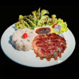 ข้าวหน้าสเต็กหมูบด