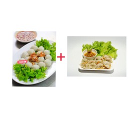 [เซตสุดฮิต] ลูกชิ้นปลานึ่งชุดเล็ก 12 ลูก + เกี๊ยวปลานึ่งชุดเล็ก 10 ลูก