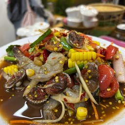 ตำหอยเเครงกุ้งสด/กุ้งสุก