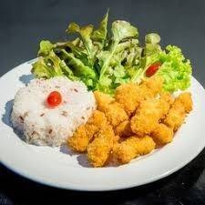 ข้าวหน้าสเต็กปลาทอดกรอบ