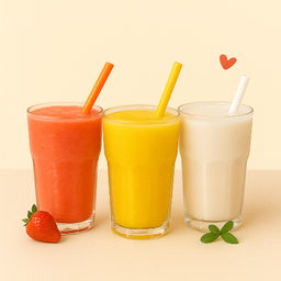 ผัดมักกะโรนี + น้ำผลไม้ปั่น