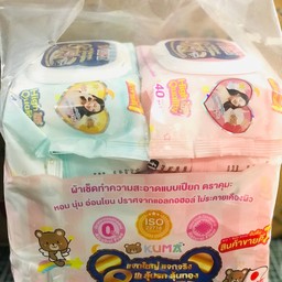 คุมะ ผ้าเช็ดทำความสะอาดแบบเปียก 1 แพค 6 ห่อ