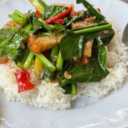 ข้าวคะน้าหมูกรอบ