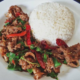 ข้าว+กะเพราเนื้อ