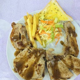 สเต็กหมู+พอร์คช๊อพ