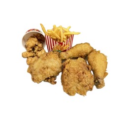 4 pcs crispy chicken, pop and french fries
