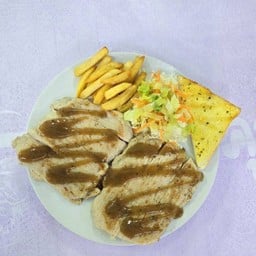 สเต็กหมู + สเต็กไก่