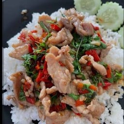 ข้าวกระเพราหมูชิ้น