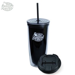 แก้วพลาสติก 2 in 1 สีดำ