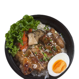 ข้าวไก่เทอริยากิย่างซอสพร้อมไข่ต้ม(ครึ่งลูก)
