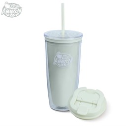 แก้วพลาสติก 2 in 1 สีขาว