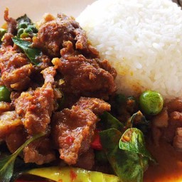 ข้าว + ผัดพริกแกงเนื้อ