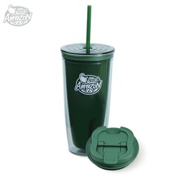 แก้วพลาสติก 2 in 1 สีเขียว