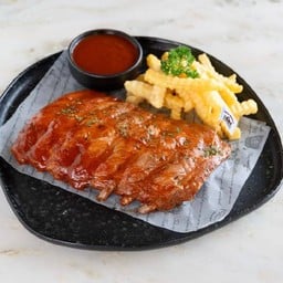 ซี่โครงหมูบาร์บีคิวสเต็ก เสิร์ฟคู่มันบด