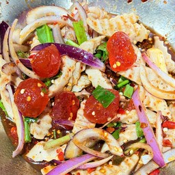 ยำหมูยอ ไข่แดงเค็ม