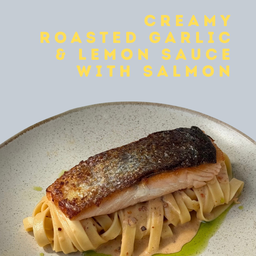 Creamy Roasted Garlic & Lemon Sauce with Salmon