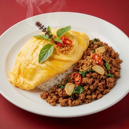 ข้าวหอมมะลิ+ไข่ข้นหมูสับทอดกระเทียม