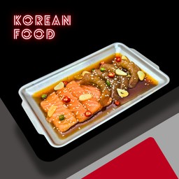 กุ้ง+แซลมอนดองซีอิ้วเกาหลีพร้อมน้ำจิ้มซีฟู้ด