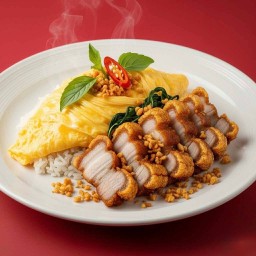 ข้าวหอมมะลิ+ไข่ข้นสามชั้นทอดกระเทียม
