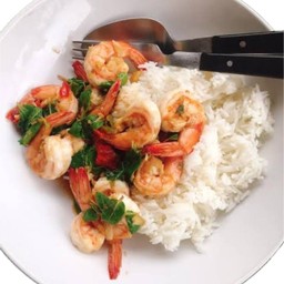 ข้าวกะเพรากุ้ง