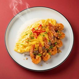 ข้าวหอมมะลิ+ไข่ข้นกุ้งทอดกระเทียม