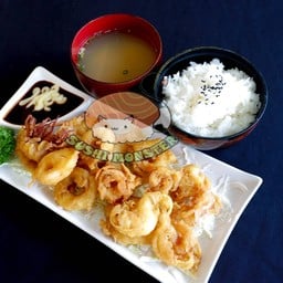 Fried Tako Don ข้าวปลาหมึกทอด พร้อมซุป