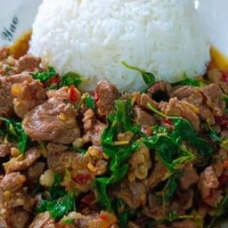 ข้าวกะเพราเนื้อชิ้น