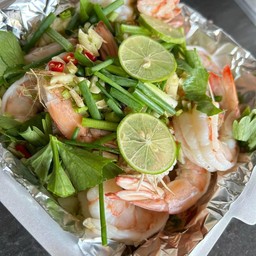 กุ้งนึ่งมะนาว