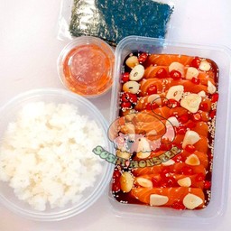 Salmon ดองซีอิ้วญี่ปุ่น (200g.)+ข้าว+สาหร่ายแผ่น