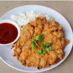 ข้าวไข่เจียว+ซอสมะเขือเทศ