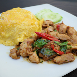 DL ข้าวไข่ข้นกะเพราไก่ย่าง  *กลับบ้าน