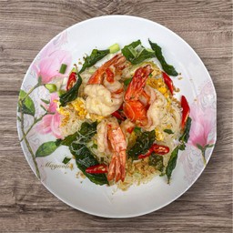 เส้นหมี่ ผัดขี้เมา กุ้ง