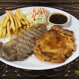 สะโพกไก่สไปร์ทซี่+เนื้อพริกไทยดำ