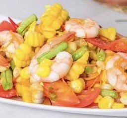 ตำไทยข้าวโพด กุ้งสุก/กุ้งสด