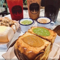 ปังก้อนปิ้ง + เครื่องดื่ม