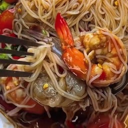 ตำซั่วปูปลาร้า กุ้งสด+กุ้งสุก