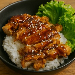 ข้าวไก่กรอบซอสเผ็ดเกาหลี