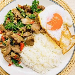 ข้าวกระเพราะตับไก่+ไข่ดาว