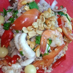 ยำวุ้นเส้นหมูสับกุ้ง หมึก