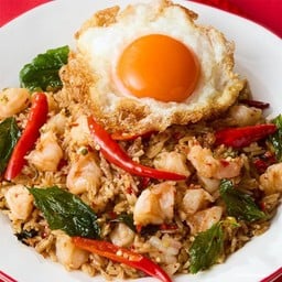 ข้าวกะเพราป่าเถื่อน กุ้งสับ