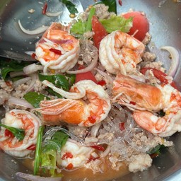 ยำเส้นแก้ว  หมูสับ กุ้ง